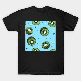 Summer Time Kiwi Blue Pattern Texture T-Shirt